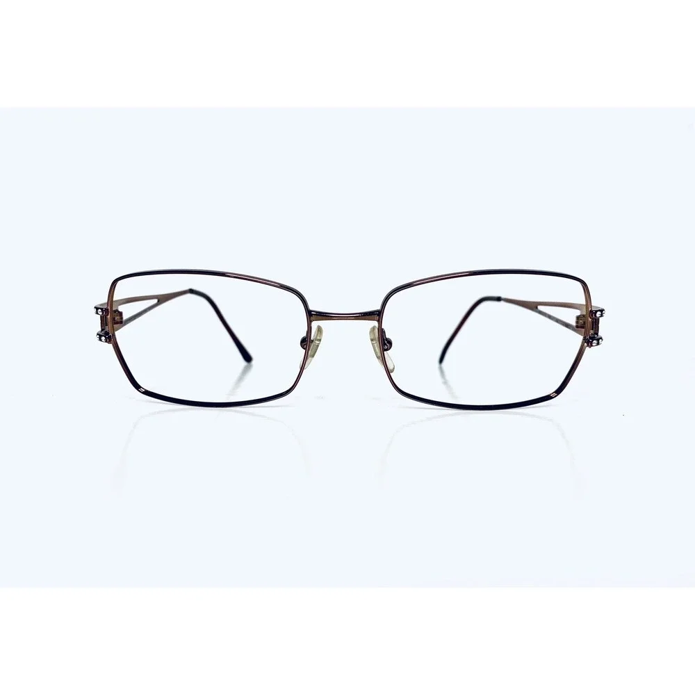 Versace Copper Metal Rectangular Glasses Medusa Temple Italy MOD1114 54 18 130